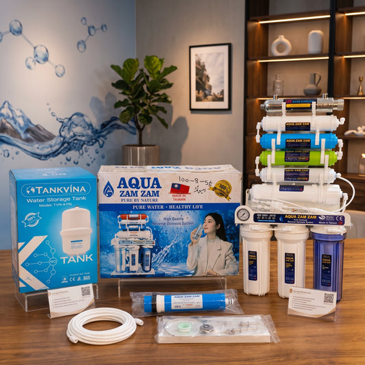 Aqua Zam Zam Domestic RO Water Filter with Gauge Stand | 100 GPD System